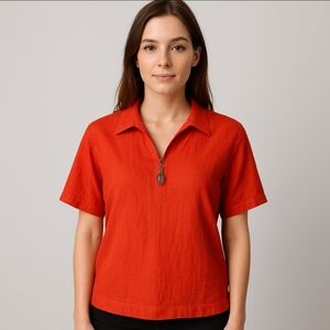 CST Red Blouse With Ceramic Zipper Pulls Plus Size 1X.